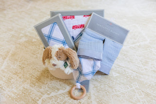 Welcome Baby Boy - Firetruck & Blue Plaid Gift Sets Newcastle Classics