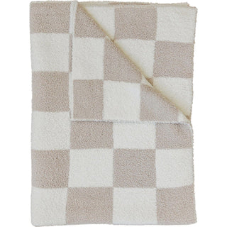Plush Blanket - Taupe Checkered Mebie Baby