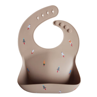 Silicone Baby BibSilicone BibMushieColor: Rocket Ship