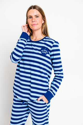 No Greater Love Blue Cotton Womens PJ Jogger Set Adult Women's Pajamas Holy Pals Size: XS
