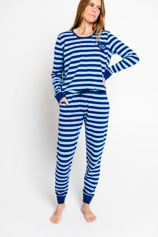 No Greater Love Blue Cotton Womens PJ Jogger Set Adult Women's Pajamas Holy Pals Size: XS