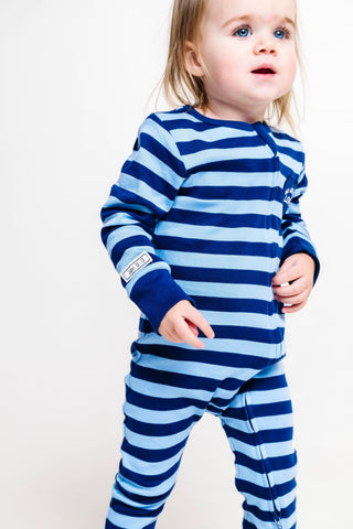 No Greater Love Blue Cotton Footless Onesie Onesie Holy Pals Size: 00-03M