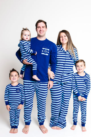 No Greater Love Blue Cotton Mens PJ Set Adult Men's Pajamas Holy Pals Size: XS