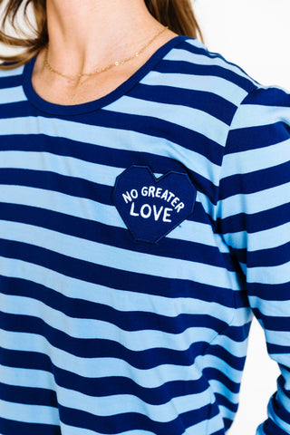 No Greater Love Blue Cotton Womens PJ Jogger Set Adult Women's Pajamas Holy Pals Size: XS