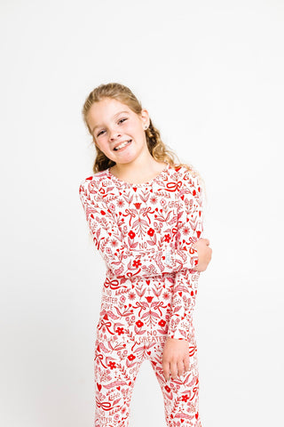 No Greater Love Pink Cotton PJ Long Sleeve Set Two Piece Holy Pals Size: 02