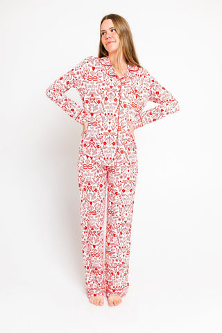 No Greater Love Pink Bamboo Women's PJ Notch Collar Set Adult Women's Pajamas Holy Pals Size: XS