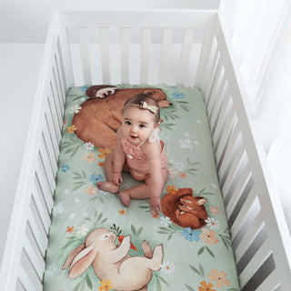Crib Sheet & Swaddle Baby Gift Set - Enchanted Meadow Crib Sheet & Swaddle Rookie Humans