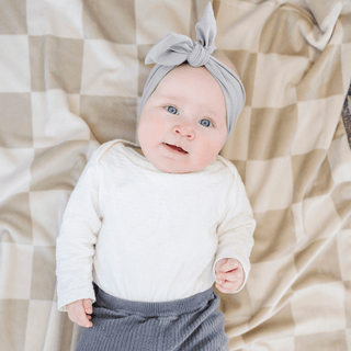Minky Stretch Receiving Blankets Saranoni Color: Neutral Checkered
