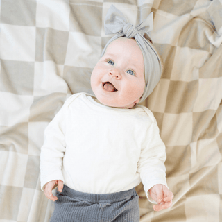 Minky Stretch Receiving Blankets Saranoni Color: Neutral Checkered