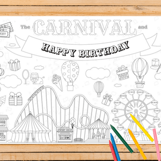 Carnival Coloring Tablecloth Party Supplies Creative Crayons Workshop Style: Non-personalized Images Only