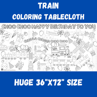 Train Birthday Coloring Tablecloth Party Supplies Creative Crayons Workshop Style: Non-personalized Images Only