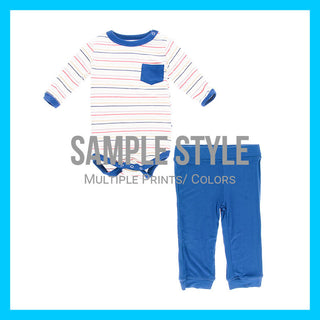 Kickee Pants Long Sleeve Pocket One Piece and Pant Outfit Set - Fall 3 Aquatic Adventure PRE-ORDER (AA24)
