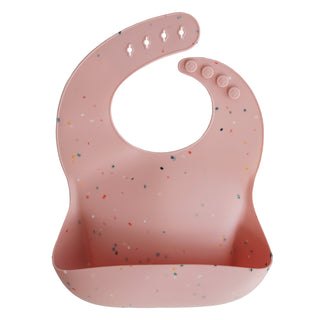 Silicone Baby BibSilicone BibMushieColor: Powder Pink Confetti