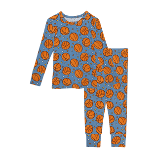 Bamboo Long Sleeve Pajama Set - Slam Dunk (Basketball) Pajamas Posh Peanut Size: 2T Color: blue