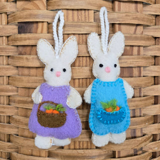 Easter Bunny Ornaments - Set of 2 Felt Ornament Melange Collection