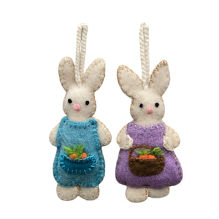 Easter Bunny Ornaments - Set of 2 Felt Ornament Melange Collection