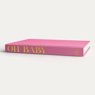 The Blank Book - Oh Baby, Bubblegum Blank Book - Phrase Pastel Proper Fabric Color: Bubblegum
