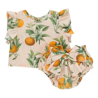 Girl's Abigail 2-Piece Set - Pink Botanicals Oranges Baby & Toddler Outfits