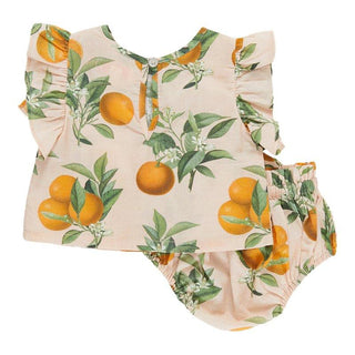 Girl's Abigail 2-Piece Set - Pink Botanicals Oranges Baby & Toddler Outfits