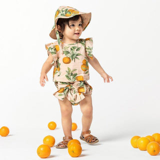 Girl's Abigail 2-Piece Set - Pink Botanicals Oranges Baby & Toddler Outfits