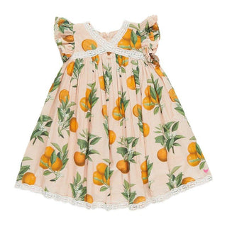 Girl's Katherine Dress - Pink Botanical Oranges Baby & Toddler Dresses