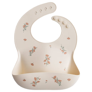 Silicone Baby BibSilicone BibMushieColor: Pink Flowers
