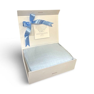 Swaddle Muslin Blanket - Solid Blue, Boy Newborn Gift HeyPeacock