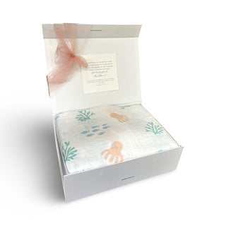 Swaddle Muslin Blanket - Under the Sea, Girl Newborn Gift HeyPeacock