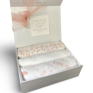 Swaddle Muslin Blankets - IN THE MEADOW, Set of 3, Girl Newborn Gift HeyPeacock