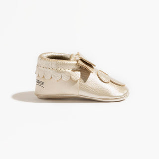 Platinum Mickey Mouse Bow Baby ShoeBow MoccFreshly PickedStyle: Soft SoleSize: 1