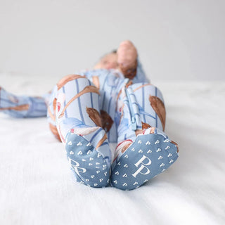 Posh Peanut Bamboo Footie with 2-Way Zipper - Babe (Baseball) | Baby Riddle