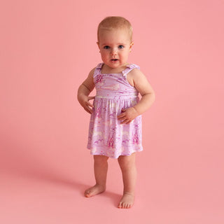 Posh Peanut Bamboo Bow Babydoll Bodysuit Dress - Lilith (Unicorns) | Baby Riddle