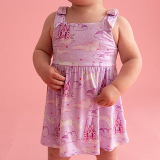 Posh Peanut Bamboo Bow Babydoll Bodysuit Dress - Lilith (Unicorns) | Baby Riddle
