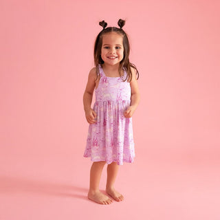 Posh Peanut Bamboo Bow Babydoll Dress - Lilith (Unicorns) | Baby Riddle