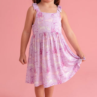 Posh Peanut Bamboo Bow Babydoll Dress - Lilith (Unicorns) | Baby Riddle