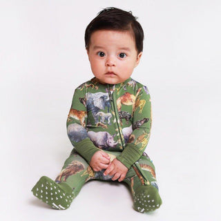 Boy's Bamboo Convertible Footie Romper - Posh Safari Baby & Toddler Sleepwear