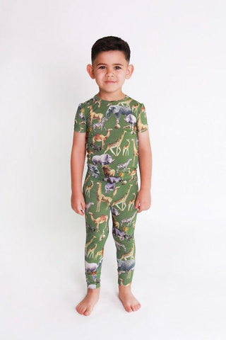 Boy's Bamboo Short Sleeve Pajama Set - Posh Safari Baby & Toddler Sleepwear Posh Peanut Size: 18-24 Months