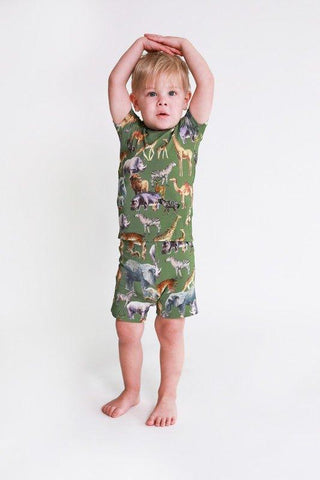 Boy's Bamboo Short Sleeve Pajama Set with Shorts - Posh Safari Baby & Toddler Sleepwear