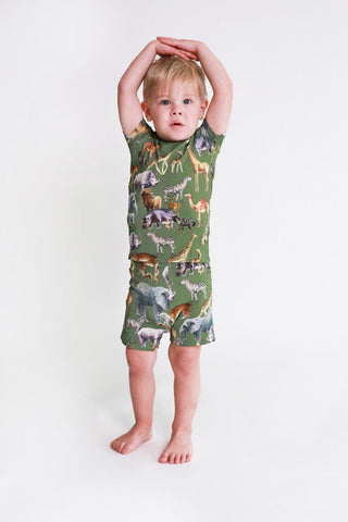 Posh Peanut Boy's Short Sleeve Pajama Set with Shorts - Posh Safari