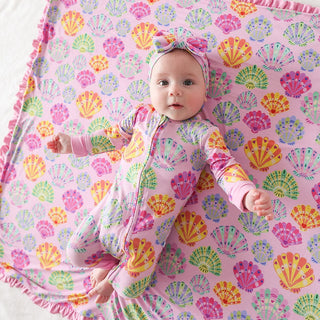 Posh Peanut Bamboo Convertible Footie Romper - Catalina (Seashells) | Baby Riddle