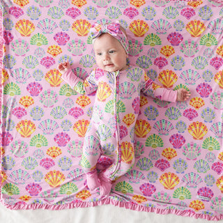 Posh Peanut Bamboo Convertible Footie Romper - Catalina (Seashells) | Baby Riddle