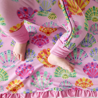Posh Peanut Bamboo Convertible Footie Romper - Catalina (Seashells) | Baby Riddle