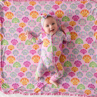 Posh Peanut Bamboo Convertible Footie Romper - Catalina (Seashells) | Baby Riddle