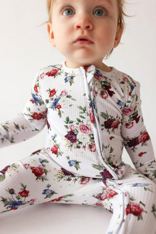 Bamboo Convertible Footie Romper - Philippa (Floral) Posh Peanut Size: 3-6 Months