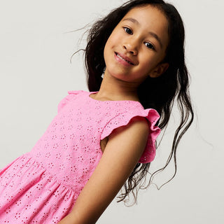 Eyelet Tie-Back Dress - Aurora Pink Posh Peanut Size: 2T