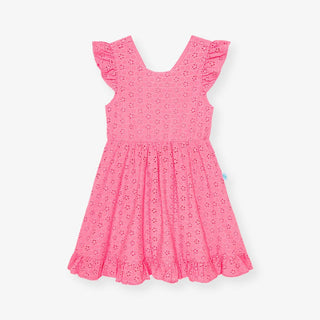 Eyelet Tie-Back Dress - Aurora Pink Posh Peanut Size: 2T