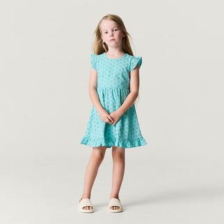 Posh Peanut Eyelet Tie-Back Dress - Tibetan Stone | Baby Riddle