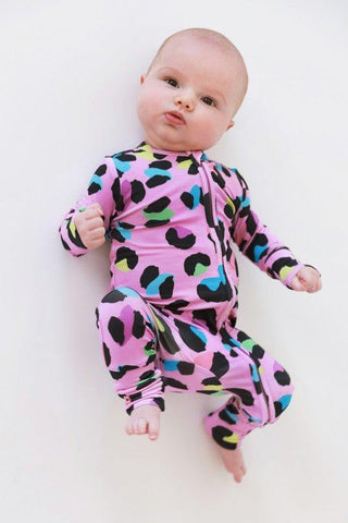 Girl's Bamboo Convertible Footie Romper - Electric Leopard Baby & Toddler Sleepwear
