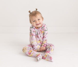 Girl's Bamboo Convertible Footie Romper - Gaia (Floral) Baby & Toddler Sleepwear
