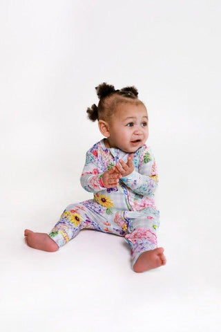 Girl's Bamboo Convertible Footie Romper - Nicolette (Floral) Baby & Toddler Sleepwear